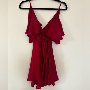 BURGUNDY SATIN MINI DRESS